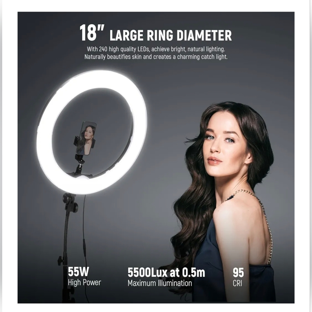 NEEWER Ring Light 18" Kit 55W 5600K Professional LED Ring Light with Stand(B391)